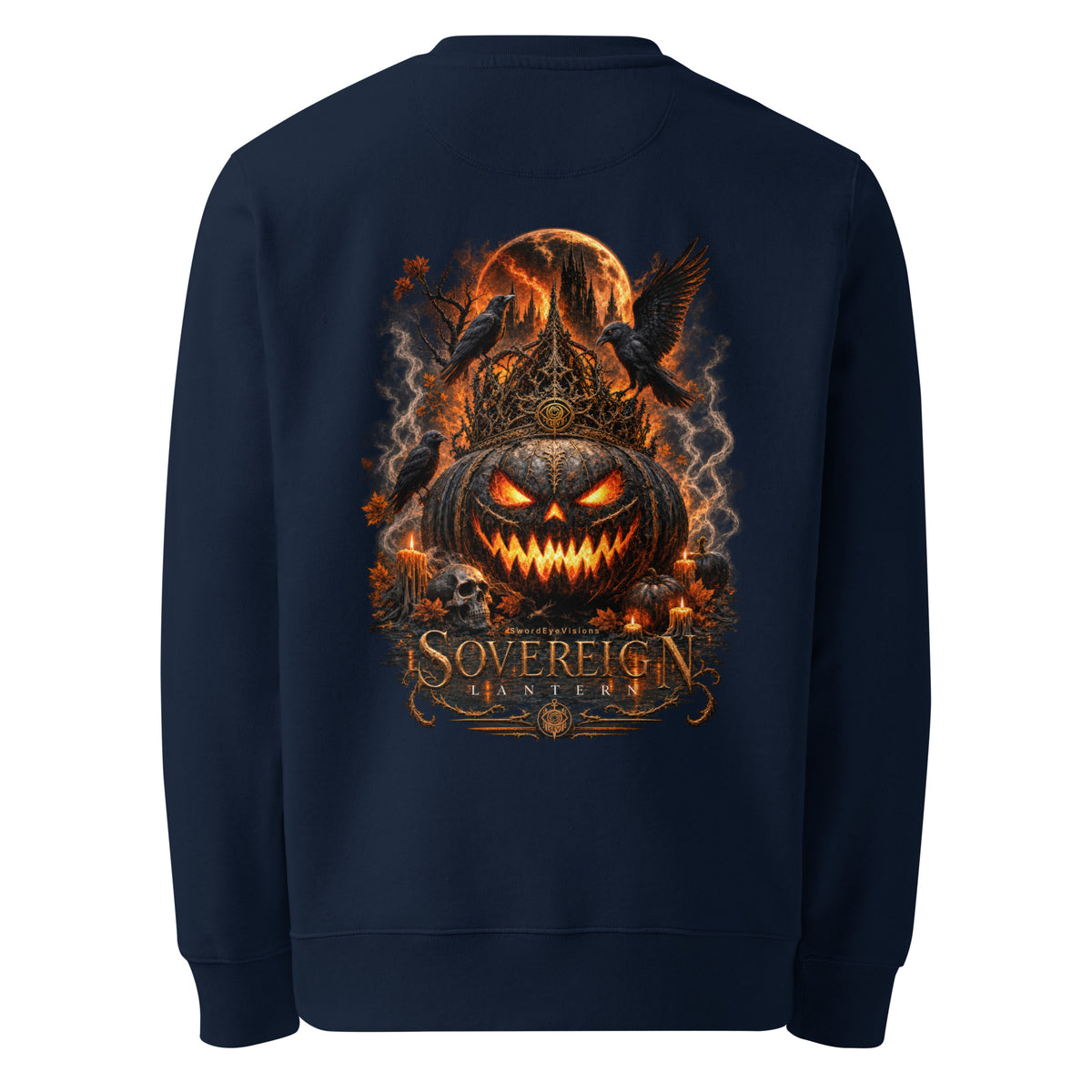 Back of the French Navy crewneck showing the Sovereign Lantern artwork printed with no background panel