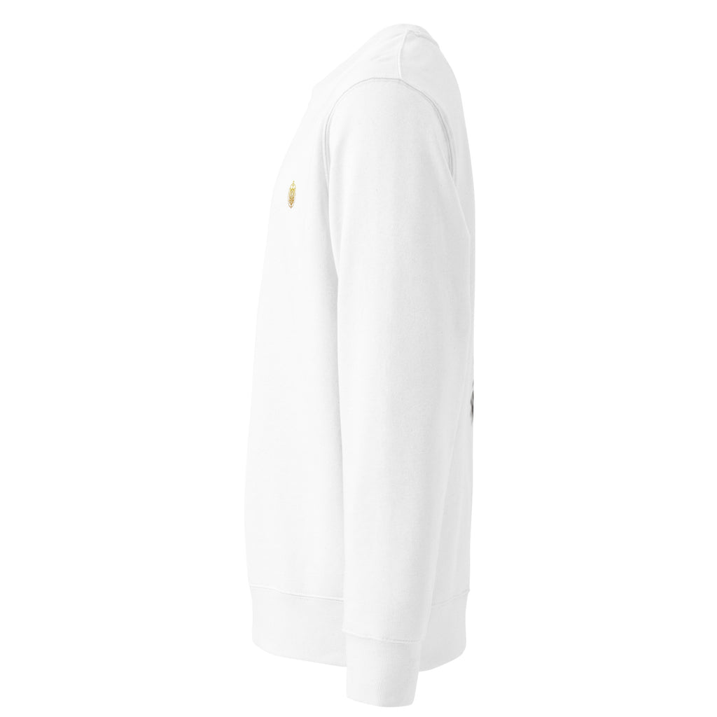 White Crimson Reliquary Spectral Veil Edition crewneck, left side view