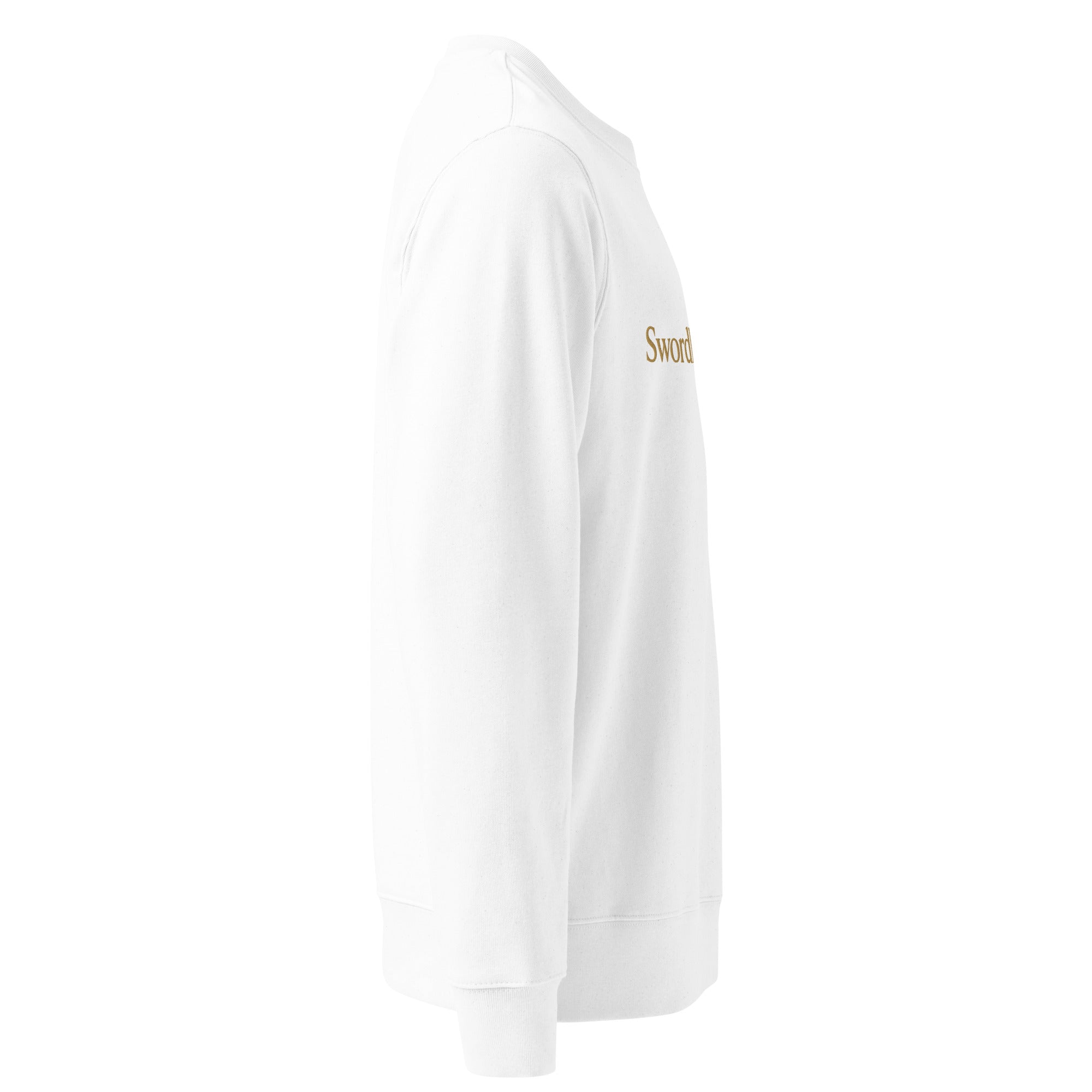 SwordEyeVisions Front Wordmark Sweatshirt — GoldCream — White — alternate view 3 of 4