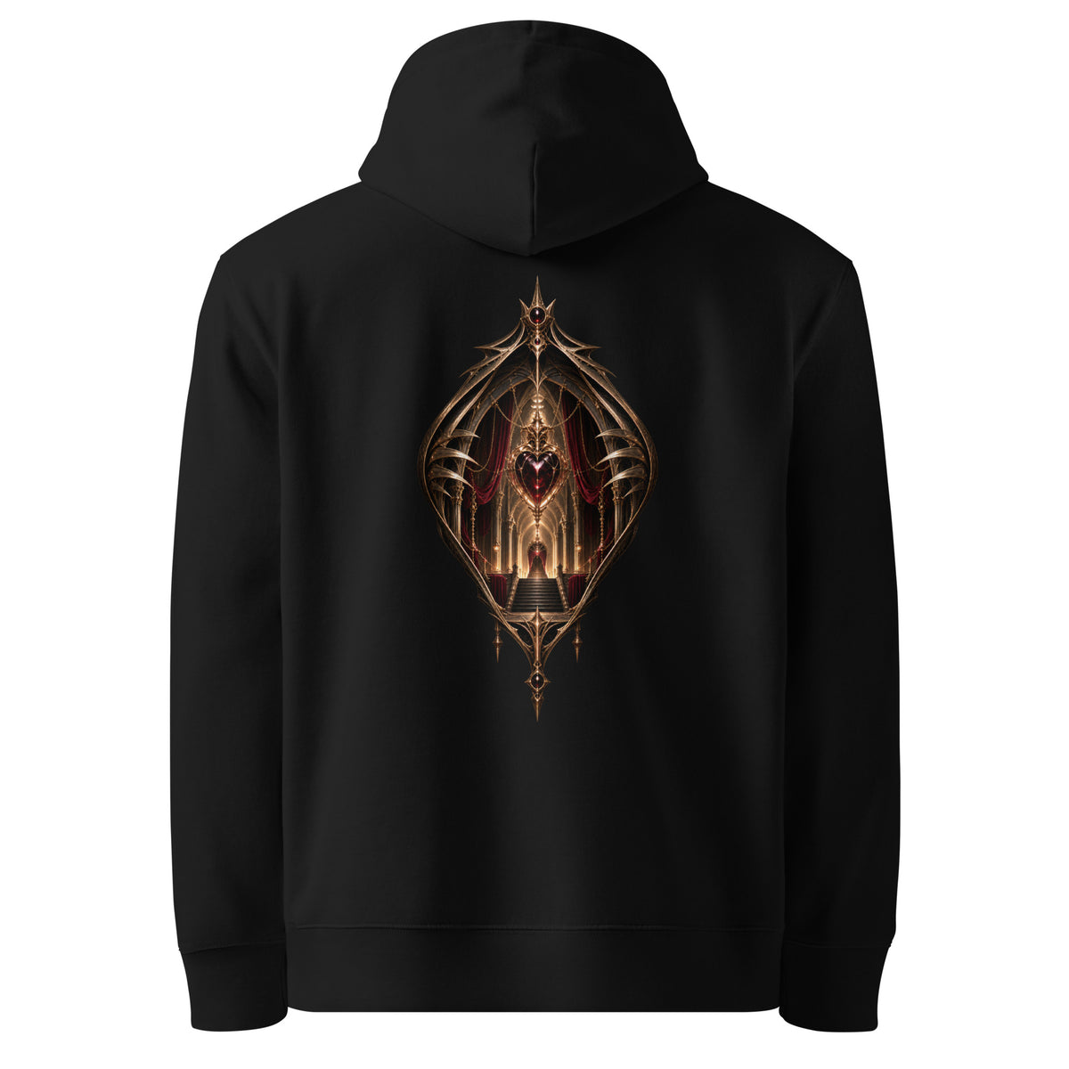 Saint of the Inner Chamber Spectral Veil Monogram Edition hoodie in Black — back garment view with the Saint of the Inner Chamber artwork