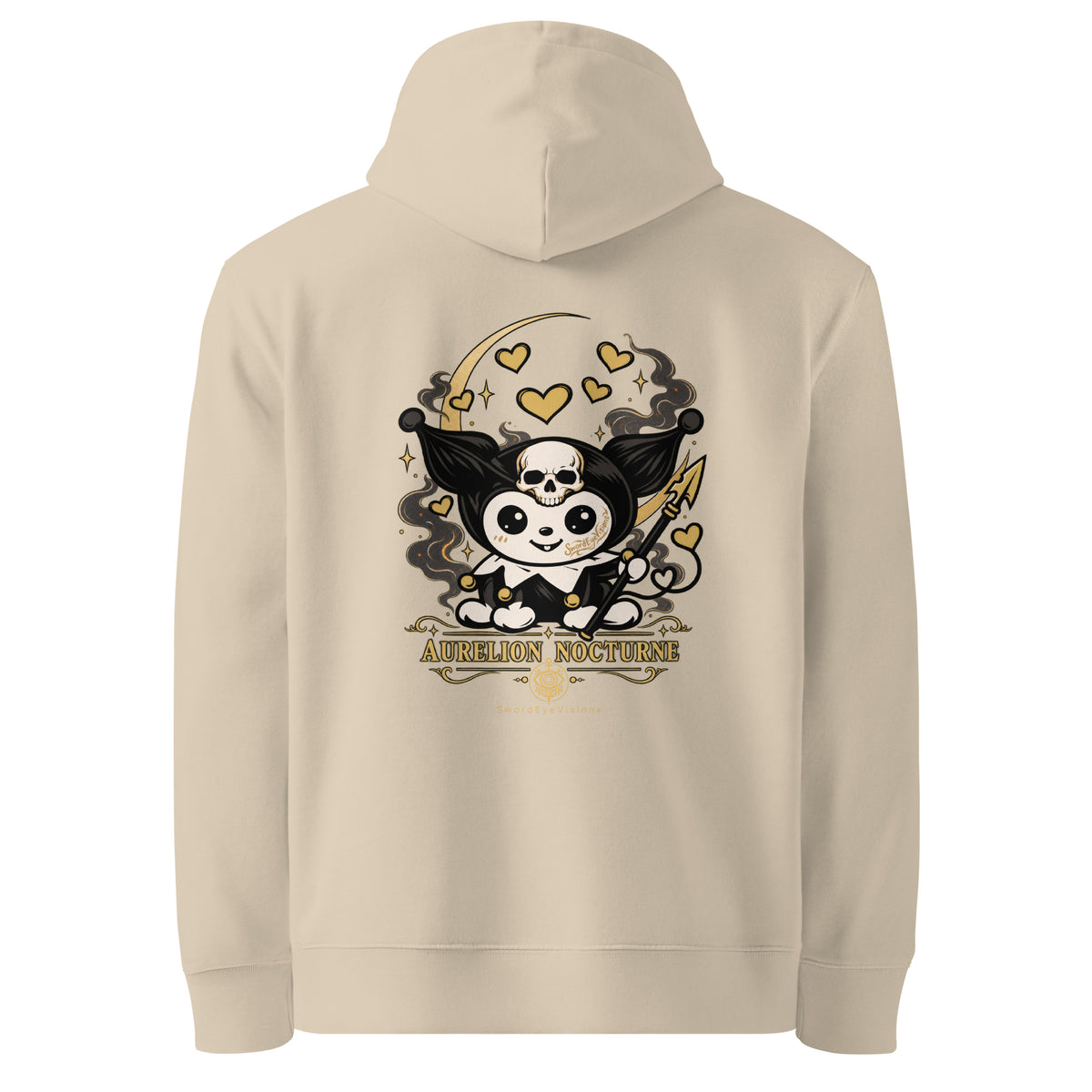 Back of the Desert Dust hoodie showing the Aurelion Nocturne artwork printed with no background panel
