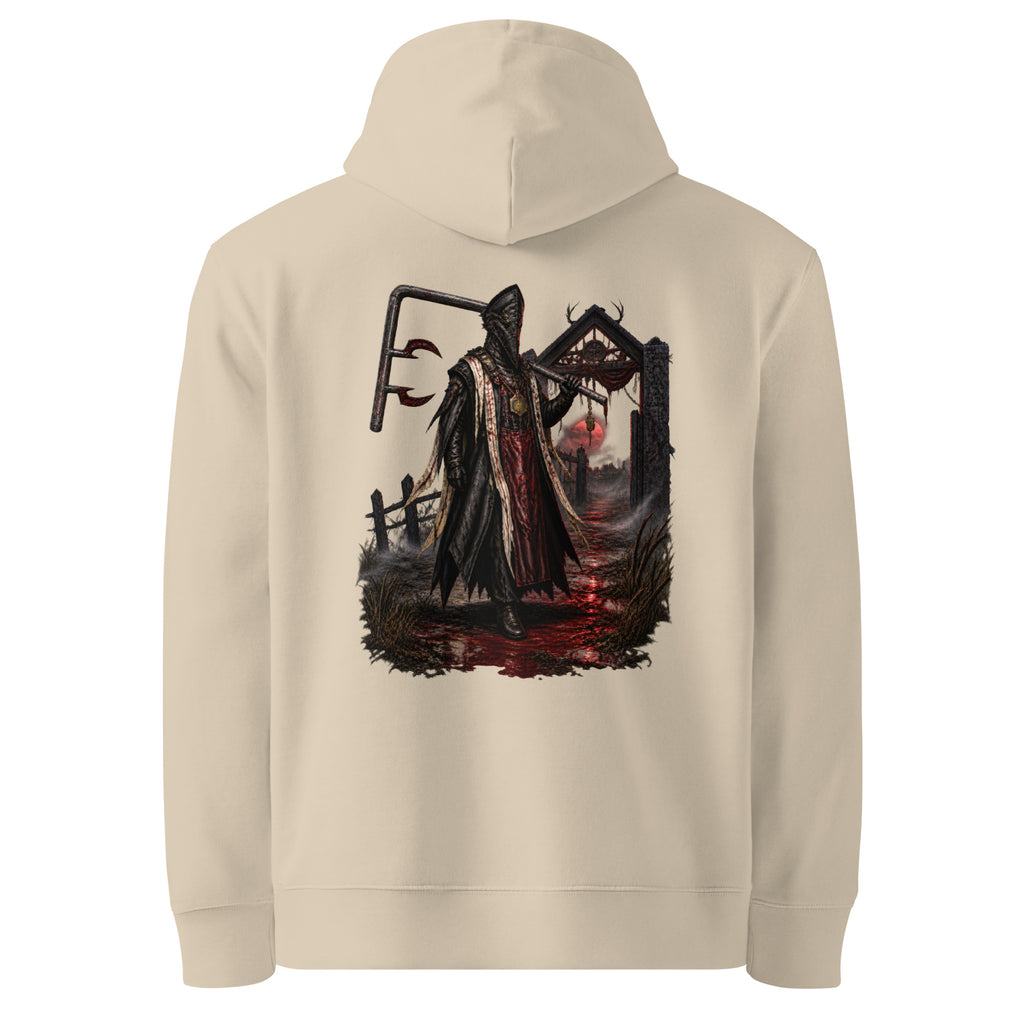 Back of the Desert Dust hoodie showing The Red Harvest artwork printed with no background panel