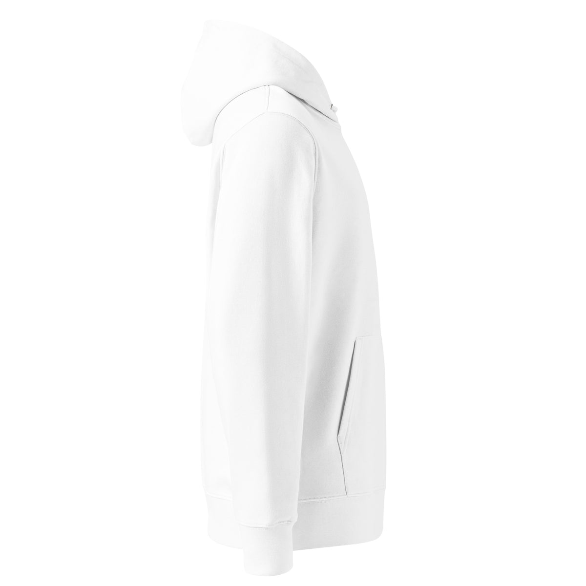SEV Cursive Wordmark Embroidered Hoodie in White, right side view