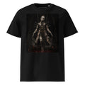 Crimson Reliquary Tee — Black — front view, original artwork
