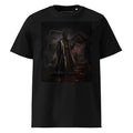 The Red Harvest Tee — Black — front view, original artwork