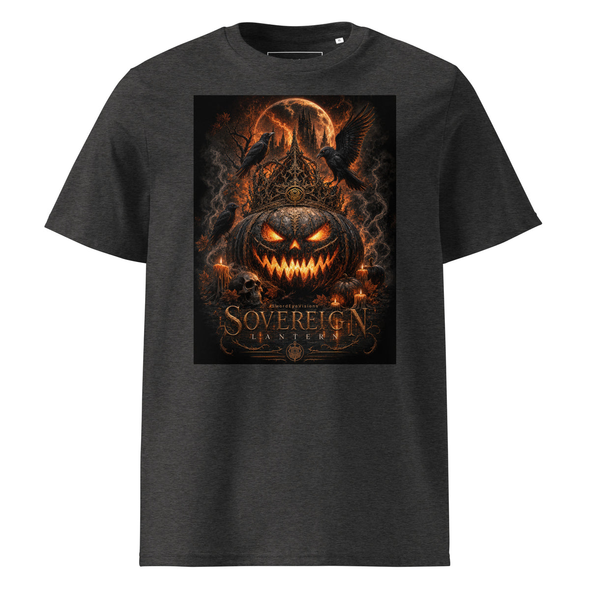 Sovereign Lantern Tee in Dark Heather Grey, front artwork