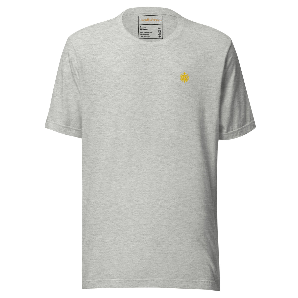 Bone Oracle Spectral Veil Edition tee in Athletic Heather, front view with the embroidered SEV Sigil