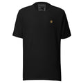 SEV Sigil Embroidered Tee in Black, front view, with the small Old Gold Sigil embroidered at the left chest