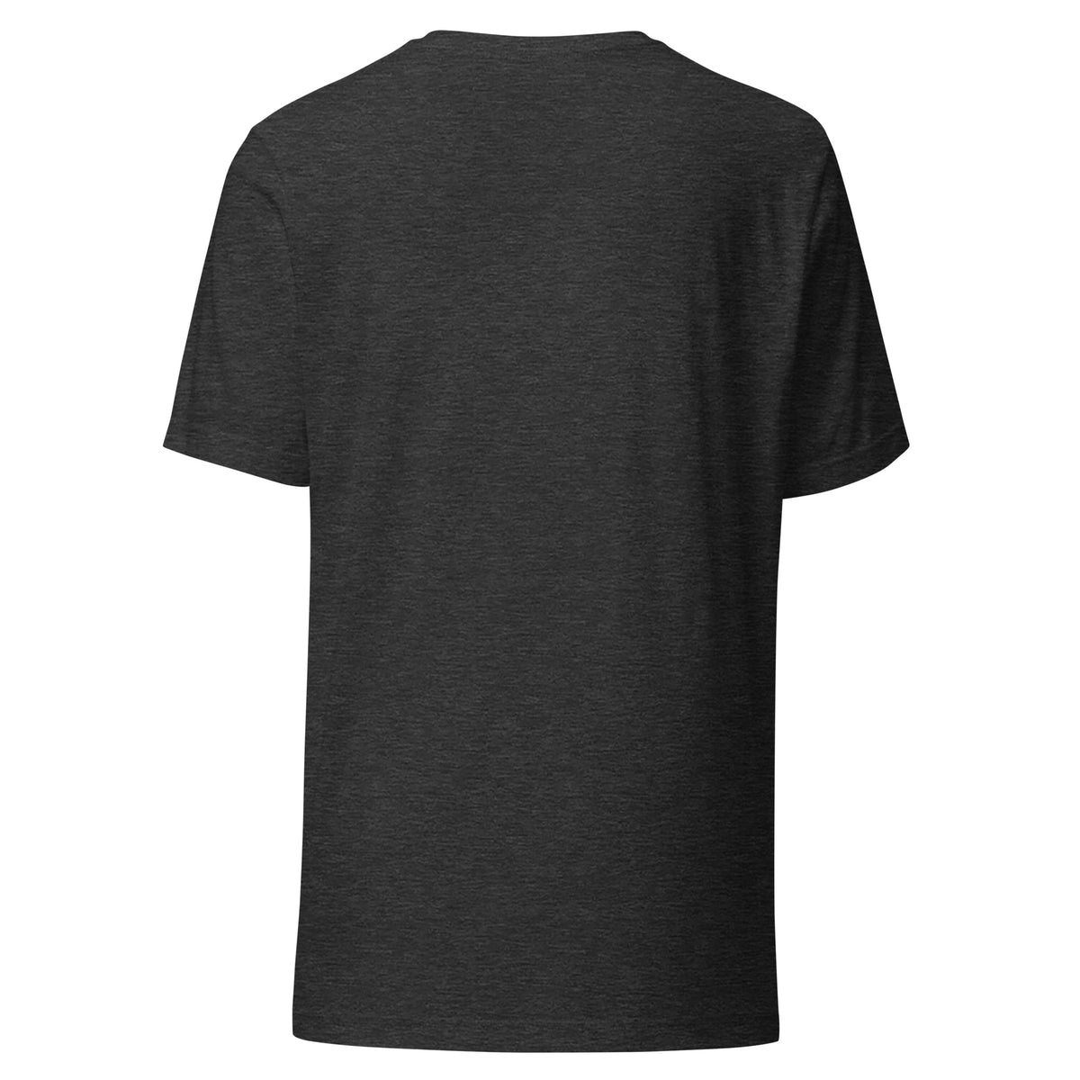 SEV Sigil Embroidered Tee in Dark Grey Heather, back view, plain with no back artwork