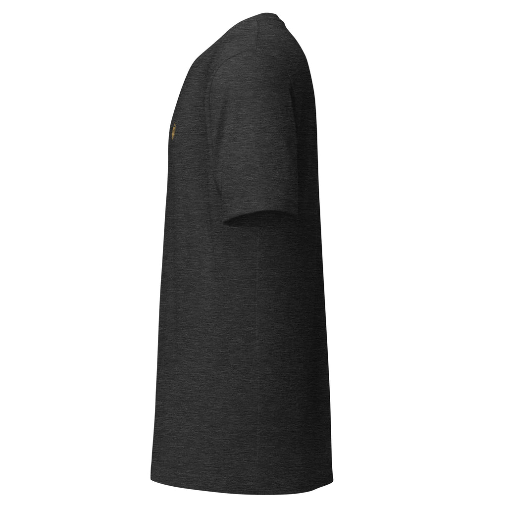 SEV Sigil Embroidered Tee in Dark Grey Heather, left side view