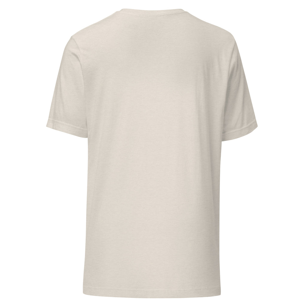 SEV Quiet Monogram Tee in Heather Dust, back view, plain with no back artwork
