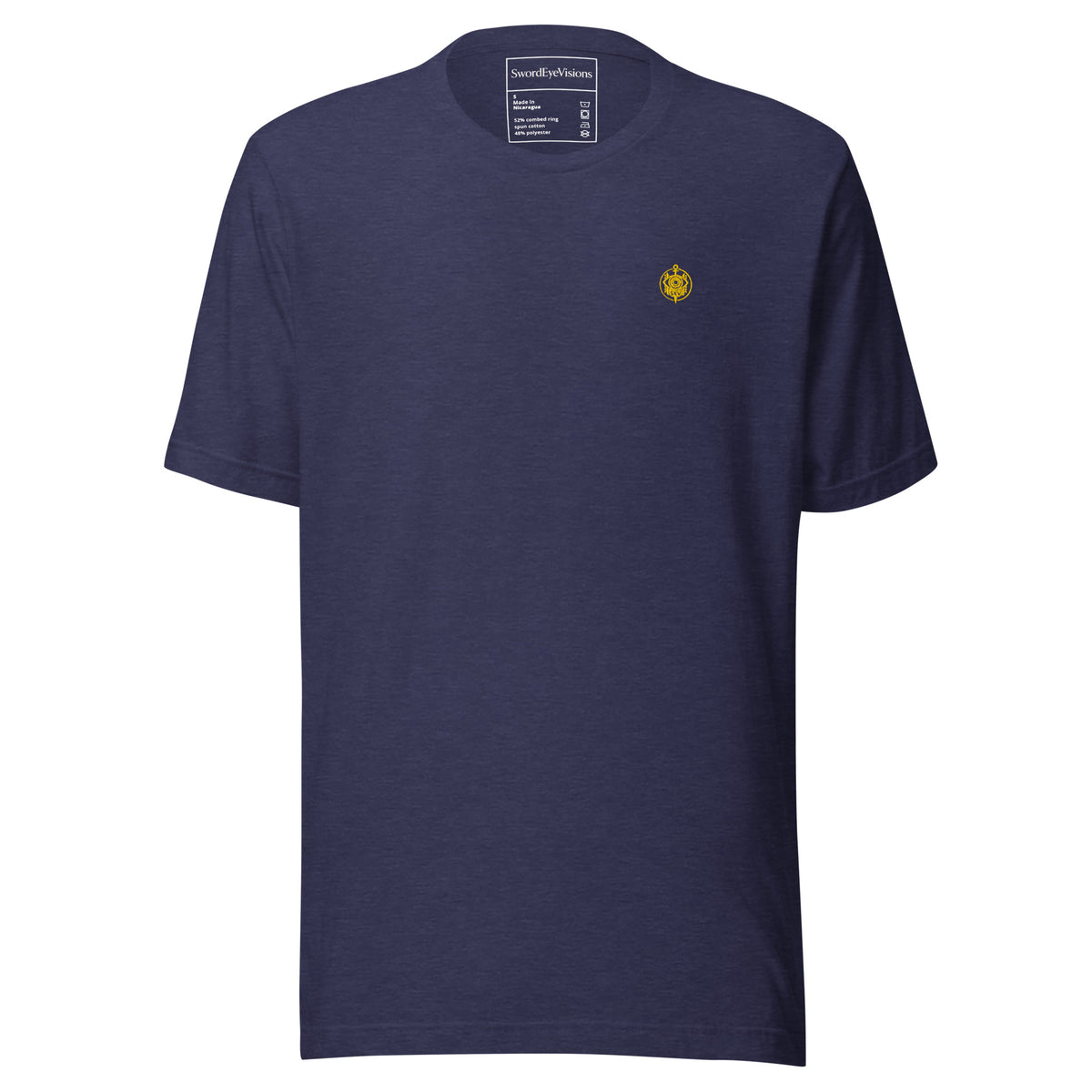 Imperial Harvest Veil Spectral Veil Edition tee in Heather Midnight Navy, front view with the embroidered SEV Sigil