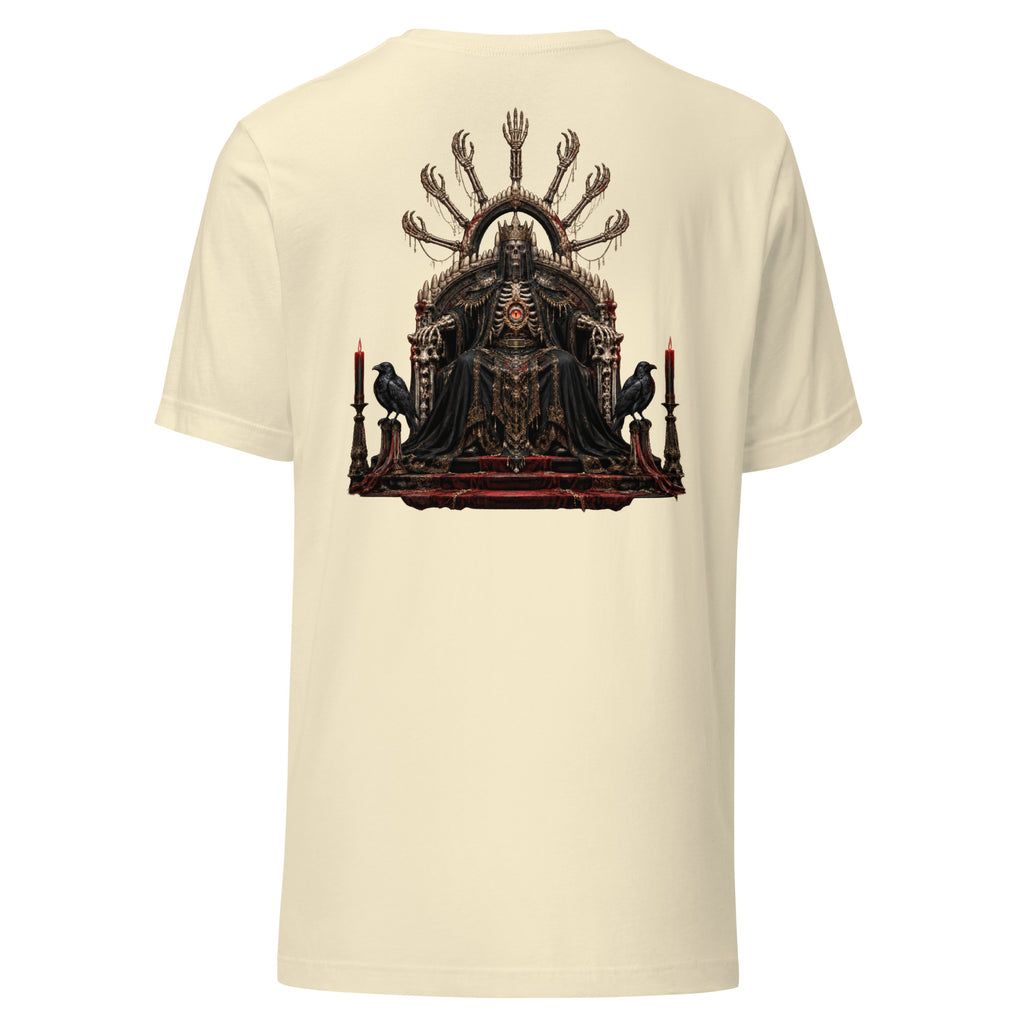 Back of the Natural tee showing the Bone Oracle artwork with no background panel