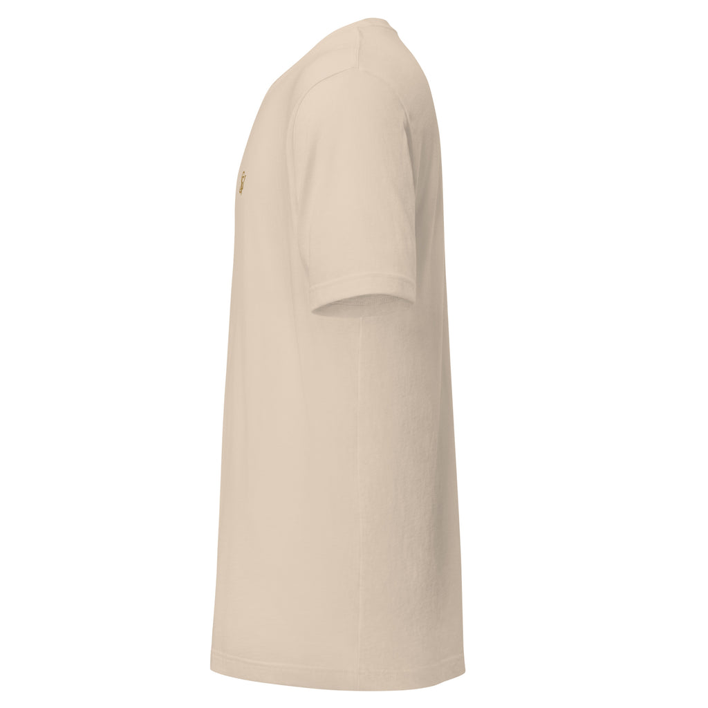 SEV Quiet Monogram Tee in Soft Cream, left side view