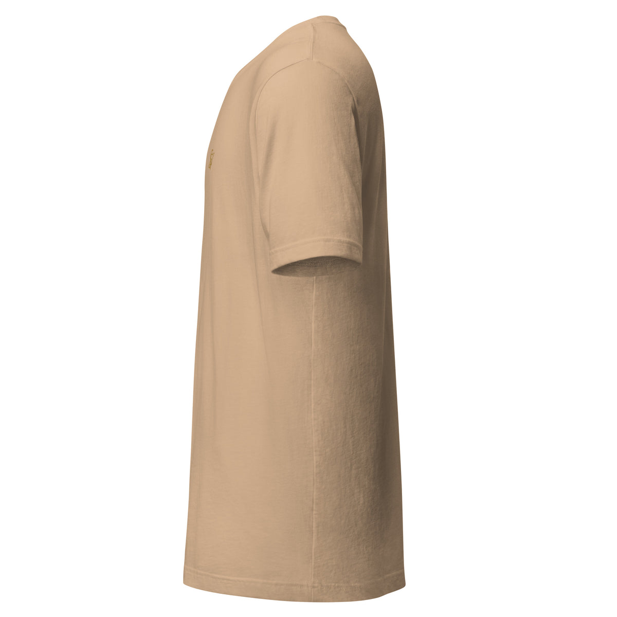 SEV Quiet Monogram Tee in Tan, left side view