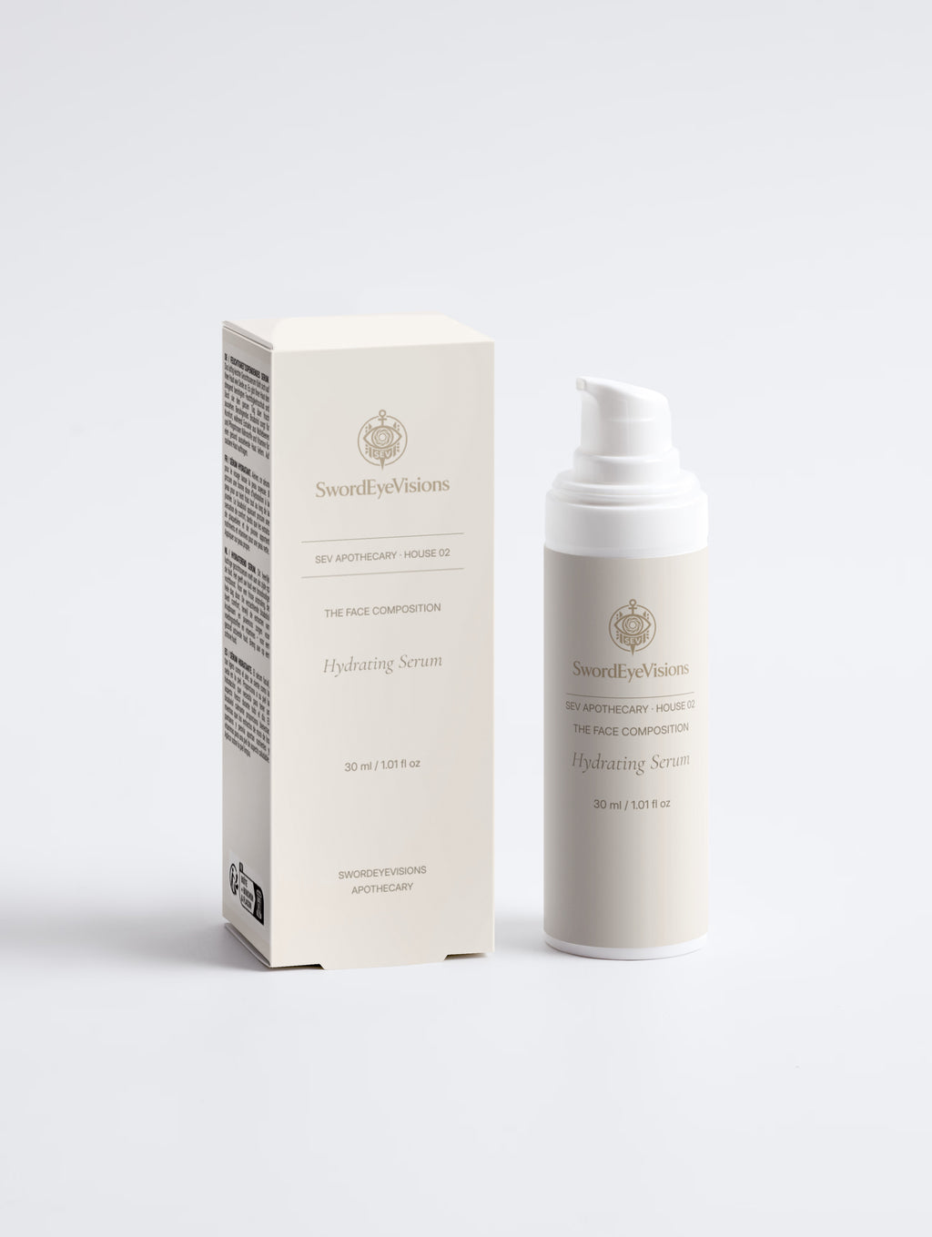 SEV Apothecary Hydrating Serum 30 ml — front white bottle and carton