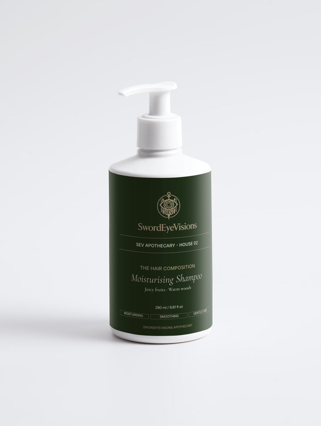 Included Moisturising Shampoo, 290 ml, front view